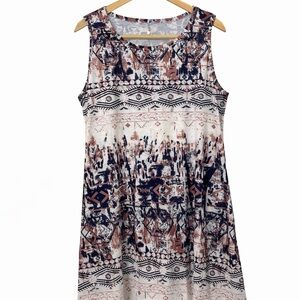 Boho TribalPrint DressXXL Sleeveless A-Line Knee Length Aztec Festival